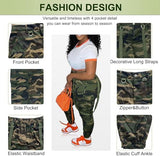 Camo Cargo Pants for Women - Army Fatigue High Waisted Stretchy Camouflage Cargo Pants with Pockets