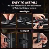 Ascher Ultra Bright USB Rechargeable Bike Light Set, Powerful Bicycle Front Headlight and Back Taillight, 4 Light Modes, Easy to Install for Men Women Kids Road Mountain Cycling Black