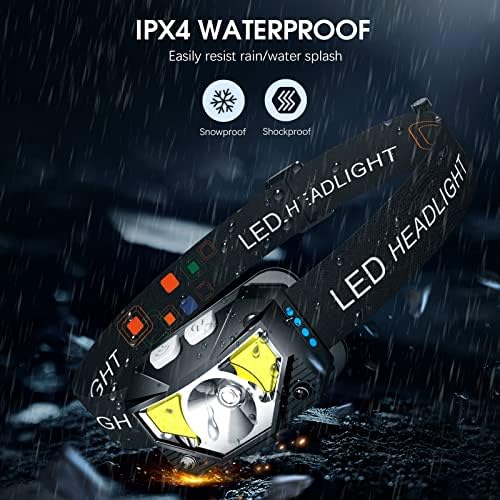 LHKNL Headlamp Flashlight, 1200 Lumen Ultra-Light Bright LED Rechargeable Headlight with White Red Light,2-Pack Waterproof Motion Sensor Head Lamp,8 Modes for Outdoor Camping Running Hiking Fishing