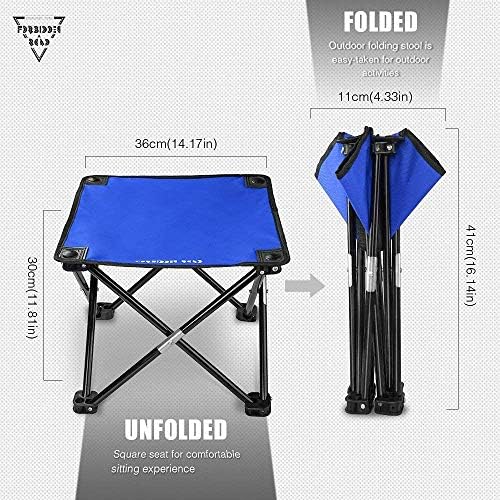 Forbidden Road Camping Stool Portable Footrest for Hiking Fishing Backpacking Beach Travel - Capacity 220lbs (Blue, 14.17 * 11.8 inch)