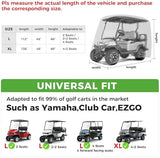 10L0L 2/4/4+2 Passenger Golf Cart Cover Fits for Yamaha EZGO Club Car, 420D Waterproof Durable Polyester Golf Cart Cover with Three Zipper Doors Windproof Sunproof - Black/Army Green/Sliver