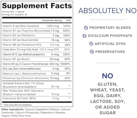 Acne Pills for Teens & Adults | Clear Skin Supplement, Vitamins for Hormonal & Cystic Acne, 90 Caps