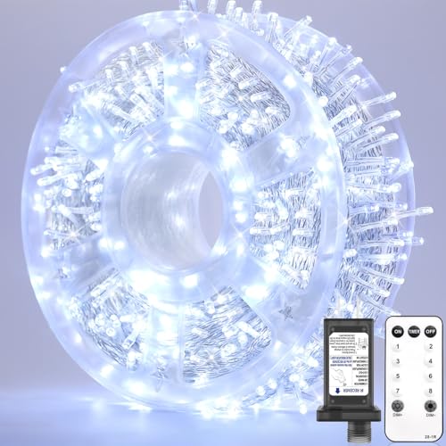 Soiarllt 246FT 600 LED Christmas Lights Outdoor Indoor Waterproof 8 Modes String Lights for Outside Cool White Christmas Tree Lights Plug in for Outside Bedroom Wedding Party Holiday Decorations