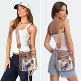 3 Pockets Large Clear Bag for Stadium Events with 2 Long Straps Purse for Women Crossbody Bag Concert Stadium Approved