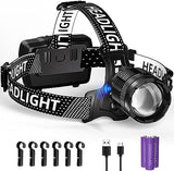Zmoon 1080LM Rechargeable LED Headlamp 40H Long Battery Life, Super Bright Sensor Head Lamp with 3 Lighting Modes | Zoomable | Power Display | IP67 Waterproof for Camping Hunting Adventures Hiking