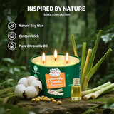 Citronella Candles Outdoor, Large 3-Wick Outdoor Candles for Patio Garden, Nature Soy Wax Lemomgrass Outside Candle, Long Lasting Decorative Summer Candle for Garden Camping, Backyard