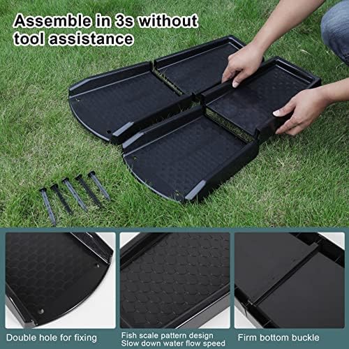 Rain Gutter Downspout Splash Block, Gutter Downspout Extensions for Water Drainage, 24" Gutter Splash Guards Downspout Extender, Fixable Down spout Drain Trays with PE Nails(2 Pack, Black)