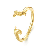 MUNDELL Cute Dachshund Rings 14K Gold Plated Puppy Dog Rings for Women Animal Rings Stacking Ring Statement Ring