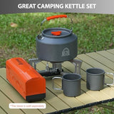 2.5L Camping Kettle Set - Camp Tea Coffee Pot with 2 Cups & Carrying Bag for Outdoor Camping Campfire Hiking Picnic & Backpacking, Gray