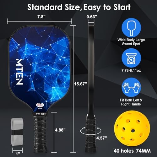 Pickleball Paddles, USAPA Approved Fiberglass Surface Pickleball Set with Pickleball Rackets, Pickleball Paddles Set for Men Women