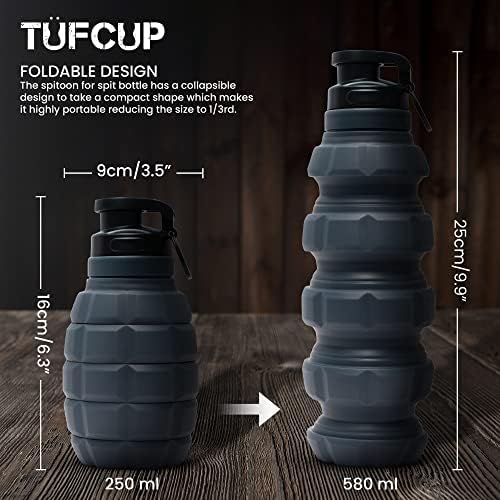 Spit Cup Spittoon for Chewing, Portable Reusable Spit Dipping Cup with Lid, Collapsible Spill Resistant Leak Proof Silicone Body Travel Spitter