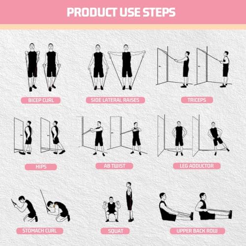 VEICK Resistance Bands, Exercise Bands, Workout Bands Set for Working Out with Handles for Men Women, Elastic Exercising Bands for Fitness Weights Work Out at Home Gym