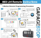 Garage Stop 2X 893LM 893Max for Chamberlain Craftsman Liftmaster Garage Door Opener Remote, 1993 to Present Gate Opener Remote, Replacement Garage Door Remote