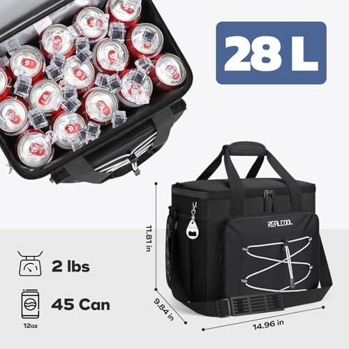 Soft Cooler Bag 35/45Can, Collapsible Cooler Insulated Leak Proof, Large Lunch Box for Men Women, Soft-Sided Cooler for Picnic, Grocery, Beach, Camping, Travel