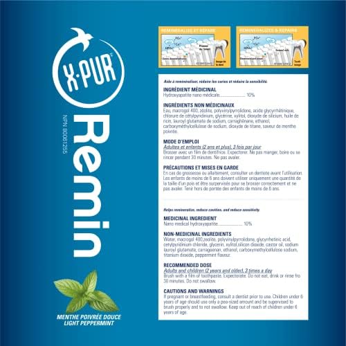 X-PUR Remin Fluoride-Free Toothpaste – Enamel Remineralization & Sensitivity Relief with Nano Hydroxyapatite & Natural Xylitol – Fights Dry Mouth & Gingivitis – 70g Tube