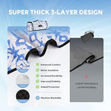 ZAZE Beach Blanket Picnic Blankets Waterproof Sandproof with Stakes, Thick 3-Layer 80 * 80 Oversized Mat, Extra Large Big Machine Washable, Foldable Accessories Outdoor Camping Park (Blue White)