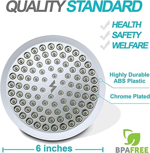 SparkPod Shower Head - High Pressure Rain - Premium Quality Luxury Design - 1-Min Install - Easy Clean Adjustable Replacement for Your Bathroom Shower Heads (Luxury Polished Chrome, 6 Inch Round)