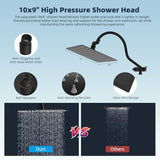 Hibbent All Metal Shower Head, 10'' High Pressure Rainfall Shower Head/Handheld Showerhead Combo with 12'' Adjustable Curved Shower Extension Arm, 7-Spray, 71'' Hose, Shower Holder, Oil Rubbed Bronze