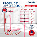 3-Wheel Kids Scooter - Lean-to-Steer Technology, Adjustable Height Handlebar, Wide Anti-Slip Deck, Scooter for Boys & Girls Ages 3+, Child Safety Approved, Support Riders Up to 165 lbs, Pink