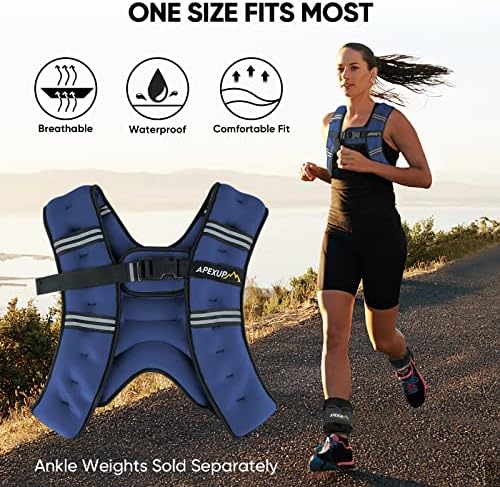 APEXUP Weighted Vest with 5lbs/10lbs/15lbs/20lbs/25lbs/30lbs Weights and Reflective Stripe, Weight Vest Men Women for Workout, Strength Training, Running