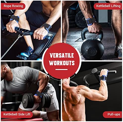 Weight Lifting Wrist Strap, Double Layer Leather Wrist Strap for Deadlift and Powerlifting, Adjustable Neoprene Padded Gym Workout Lifting Hooks (Pair)