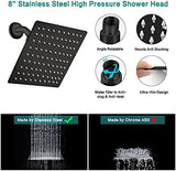 Shower Head 10‘’ High Pressure Rainfall Shower Head/Handheld Shower Combo with 11'' Extension Arm, 9 Settings Anti-leak Head with Holder, Height/Angle Adjustable, Chrome, Matte Black