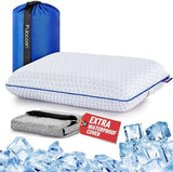 Travel & Camping Cooling Memory Foam Pillow for Backpacking &Airplanes &Beach, Medium Firm Small Camp Bed Pillow for Car Sleeping,Toddler, Breathable Washable Cover, Neck Support Portable Compressible