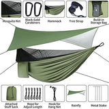 Camping Hammock - Hammocks with Mosquito Net Tent and Rain Fly Tarp, Portable Single & Double Nylon Parachute Hammock with Heavy Duty Tree Strap, Indoor Outdoor Backpacking Survival Travel