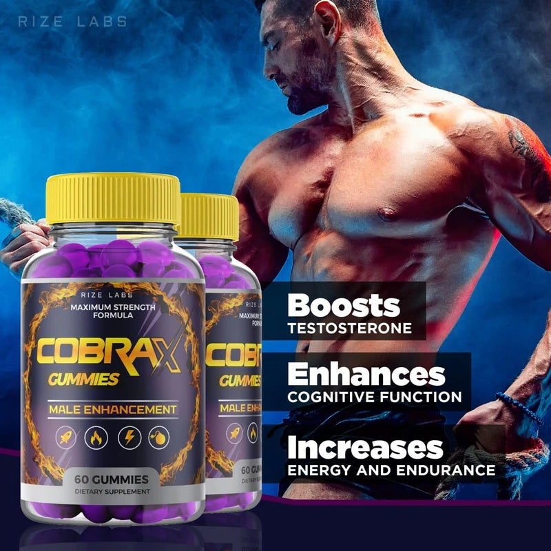 (3 Pack) CobraX Gummies, CobraX Gummies for Men, Cobra X Performance Shark Support Tank Ultra Pure Supplement Gomitas Advanced Formula Energy Review Stamina (180 Gummies)
