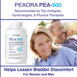 PEAORA PEA-500 - Support for Bladder, & Pelvic Discomfort | For Women & Men | Made in the USA | High-Absorption Palmitoylethanolamide & Resveratrol