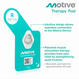 Motive Knee Replenishment Therapy Pads for Knee Discomfort Support - Advanced Non-TENS Device to Treat Knee Muscle Weakness, App Controlled, and a Portable Home Treatment Solution - Right Knee