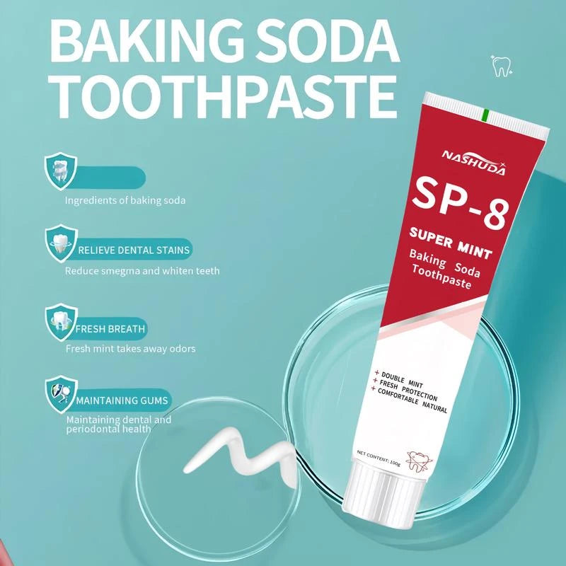 NASHUDA SP-8[Triple Whitening]Probiotic Whitening Toothpaste, Free of Fluoride,Hydrpxyapatite, Anti plaque, Oral Health Management - Specification: 3 PCS