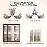 LASHVIEW Pack of 144 Cluster Lashes, DIY Cluster Eyelash Extensions, Mega Volume, Reusable, Individual Lashes, Cluster Volume Look, Super Thin Band & Soft (Volume, C-10-16 Mix)