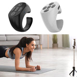 Fingertip Wireless Bluetooth Remote Control, TIK-to-k Remote Control APP Kindle Page Turner, Scrolling Rings Rechargeable Camera Remote for Phones Tablets(Black)