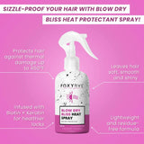 FoxyBae Heat Protectant Hair Spray – Blow Dry Bliss Thermal Heat Protector Hair Styling Products Moisturizing Spray + Biotin for Hair Growth, Anti Frizz Hairspray for Damage, Breakage, Split Ends 8 Oz