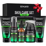 GOWLAVER All In One Men's Skin Care Set Facial Cleanser Toner Scrub Serum Moisturizer