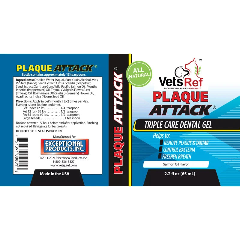 Plaque Attack Pet Dental  Gel- up to 3 month supply as seen on TV.