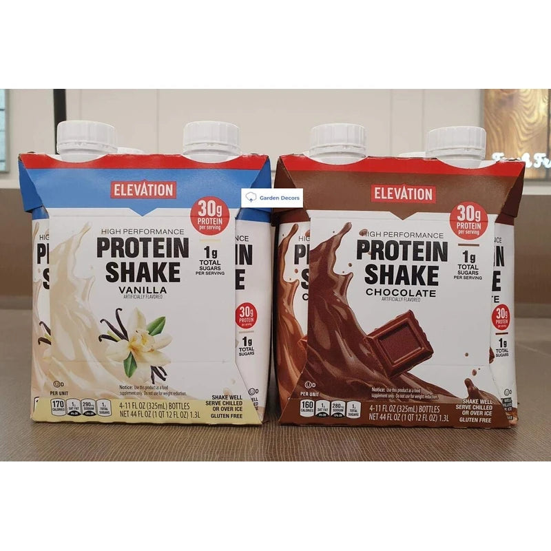Elevation by Millville Elevation High Performance Protein Shake Vanilla and Chocolate 44fl oz 1.3L (8 Bottles/2 Packs)