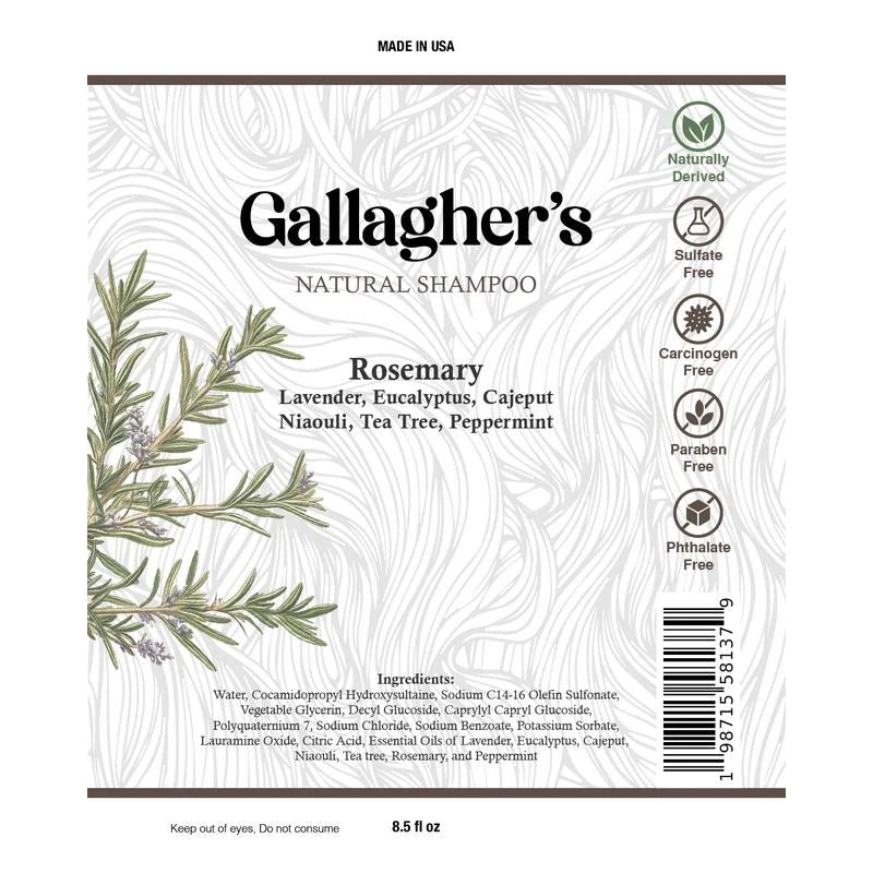 Gallagher's Rosemary Natural Shampoo  |  Essential Oil Blend
