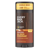 Every Man Jack All Over Deodorant - 24 Hour Whole Body Odor Protection - Aluminum Free - Fresh Citrus Scent 2.6 oz (1 Pack)