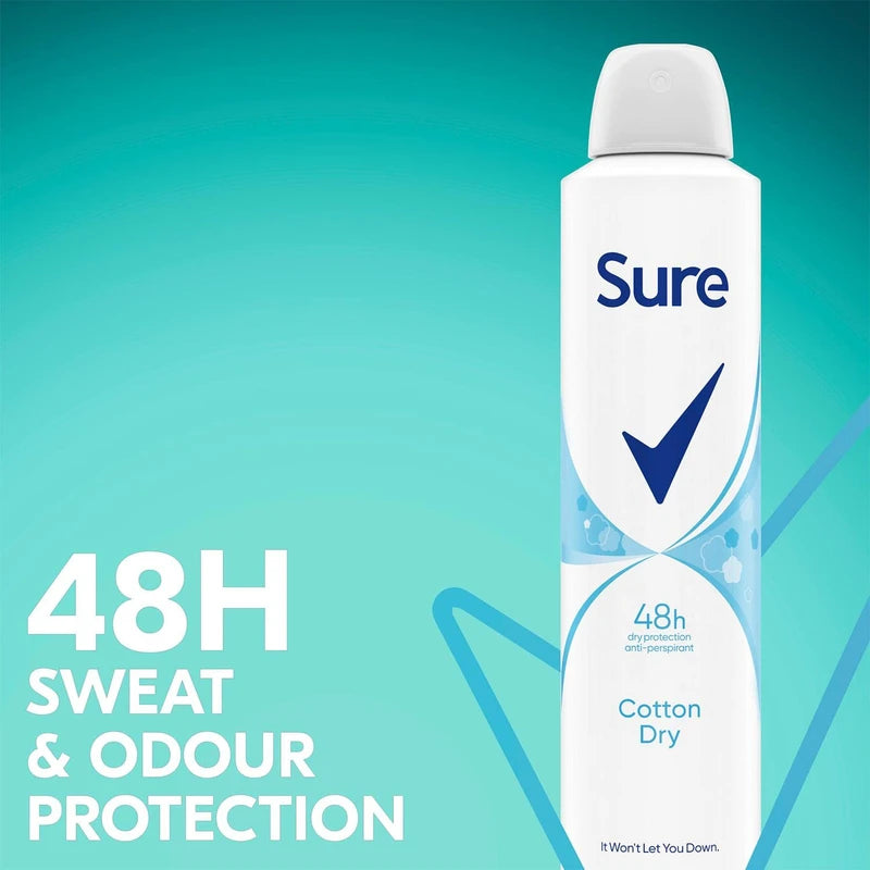 Sure Cotton Dry Anti-perspirant Deodorant Aerosol 150ml (Pack of 3)