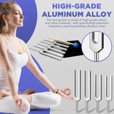 TENFLY Tuning Fork Set of 8 (256 Hz，288 Hz，320 Hz，341.3 Hz，384 Hz，426.6 Hz，480 Hz，512 Hz), Tuning Forks Perfect for Healing, Chakra, Sound Therapy, Keep Body, Mind and Spirit in Perfect Harmony