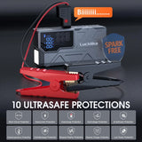 【New】 Lucklike Jump Starter with Air Compressor, 4000A Portable Car Battery Jumper Starter Pack for 10L Gas and 8L Diesel, Tire Inflator with Presssure Detection, 12V Jump Box with 3 Modes Flashlight