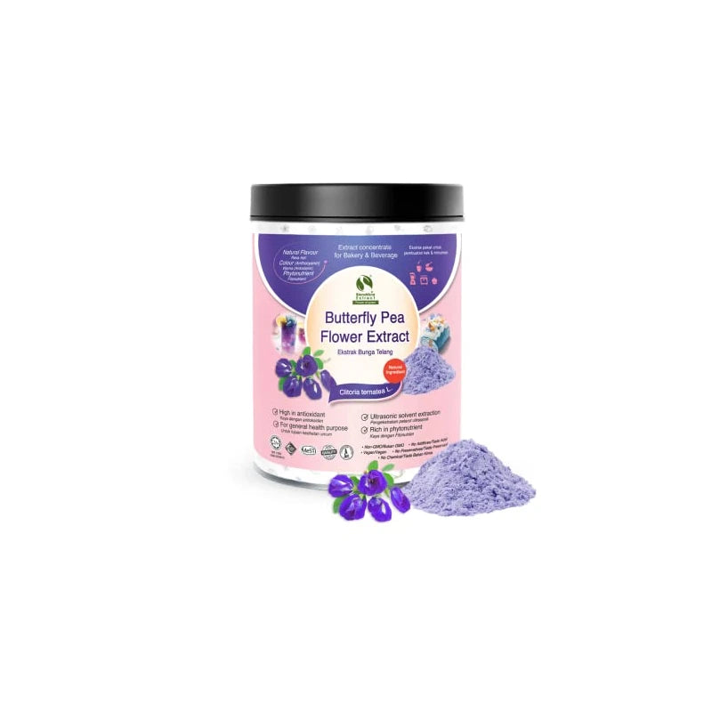 Butterfly Pea Flower Extract - Bionutricia Extract Natural Asian Gourmet Standardized Fresh Beverage or Bakery Ingredient, Natural Flavor, Natural Color- Powder for Smoothie, Tea (200g)