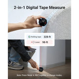 XCOOL 2-in-1 Rolling Digital Tape Measure with Laser, 98-ft Laser Tape Measure & 328-ft Rolling Tape Measure with Digital Readout and Magnetic Back Design,Small Tape Measure with Unit Switching
