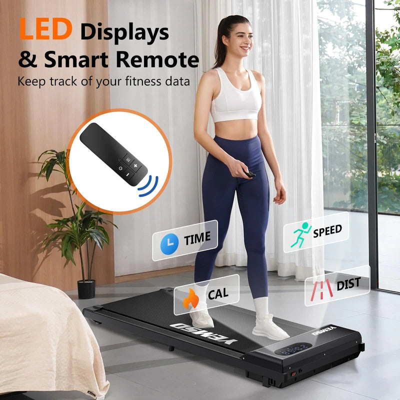 Walking Pad, Under Desk Treadmill for Home and Office, 330 Lbs Capacity, 3 in 1 Portable Treadmill with Remote Control, Classic Black