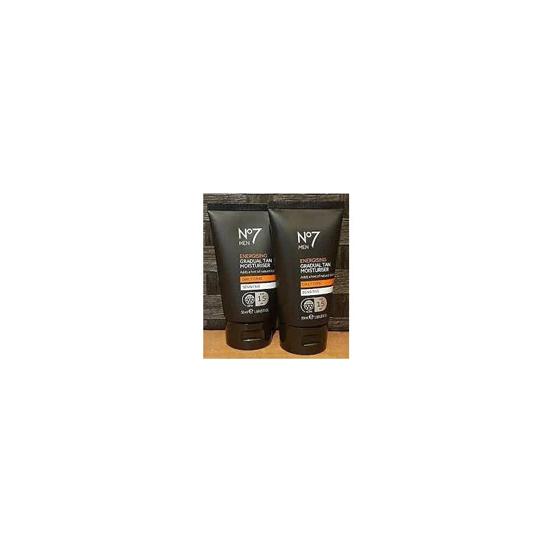 (2 PACK) No7 Men Energising Moisturiser SPF 15 x 50ml & Energising Gradual Tan Moisturiser SPF 15 x 50ml by No7 Men