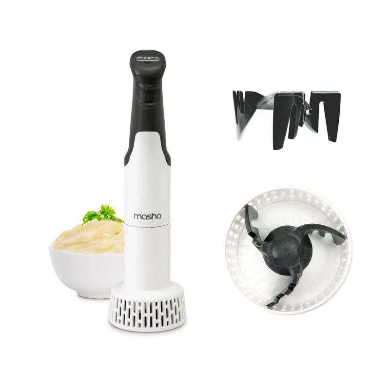 Masha Official Electric Potato Masher Hand Blender 3-in-1 Multi Tool Blends Purees Whisks - Immersion Mixer - Vegetables & Potatoes - Soup Maker