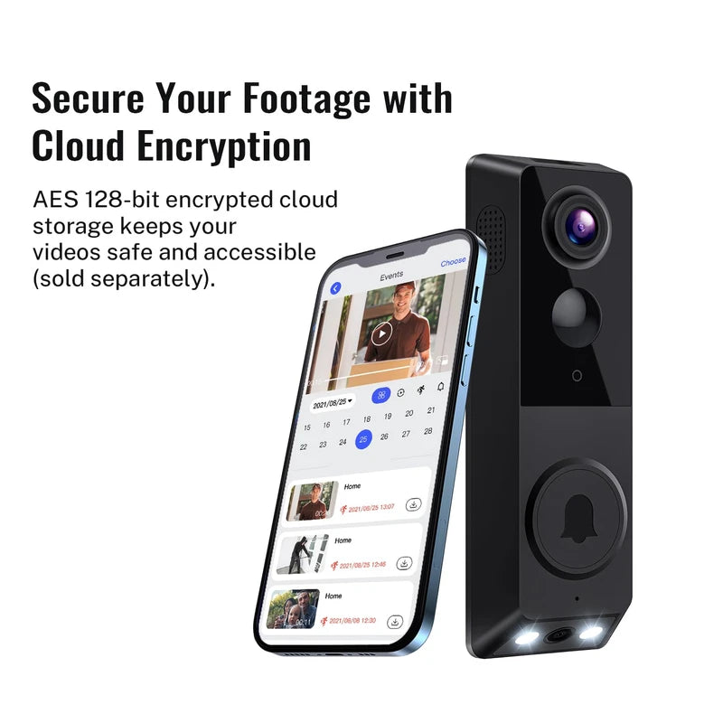 FISHBOT Security Video Doorbell, Dual Cameras with Delivery Guard, 1080p Full HD and Color Night Vision, Intelligent AI Detection, Two-Way Audio, 2.4GHz Wi-Fi Support, Cloud Storage (Sold seperately)