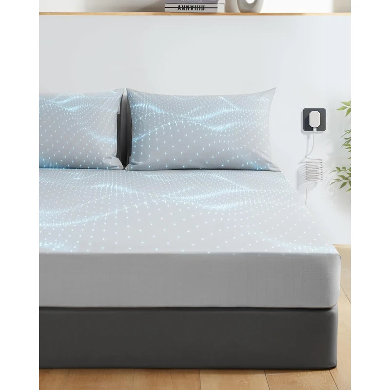 Grounding Fitted Sheets 10% Pure Silver Fiber+90% Cotton, Grounded Sheet Earth Connected Bedding for Ground Your Body Gain More Energy, (Twin - 39"x 75"x 15" Silver-Gray), Grounding Cord Included